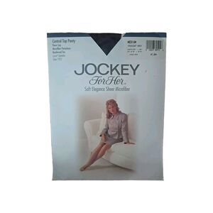 Vtg Jockey For Her Medium Control Top Leg Microfiber Pantyhose Style 1922 Navy